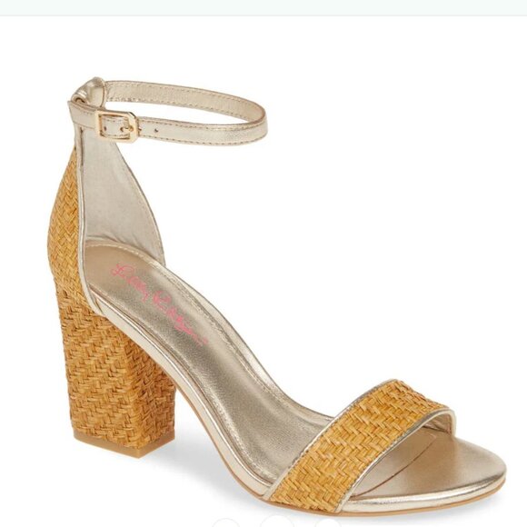 NEW Lilly Pulitzer AMBER LYNN SANDAL, Natural/gold - Picture 1 of 3